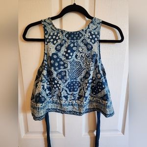 Free People Linen Crop Top with Sash